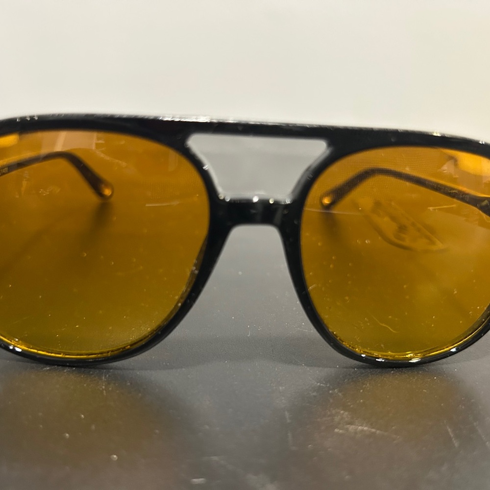 Gold and Black Aviator Sunglasses with Double Bridge